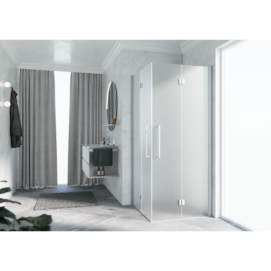 Hoekinstap 2xvouw YOUNG 2GS 870-890x2000mm matchroom Satin glas