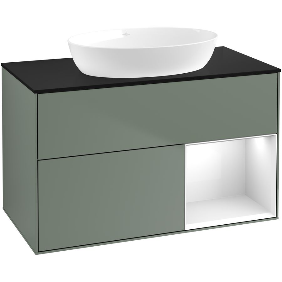 Wastafelonderkast Finion 1000x603x501mm Olive Matt Lacquer GA22GFGM