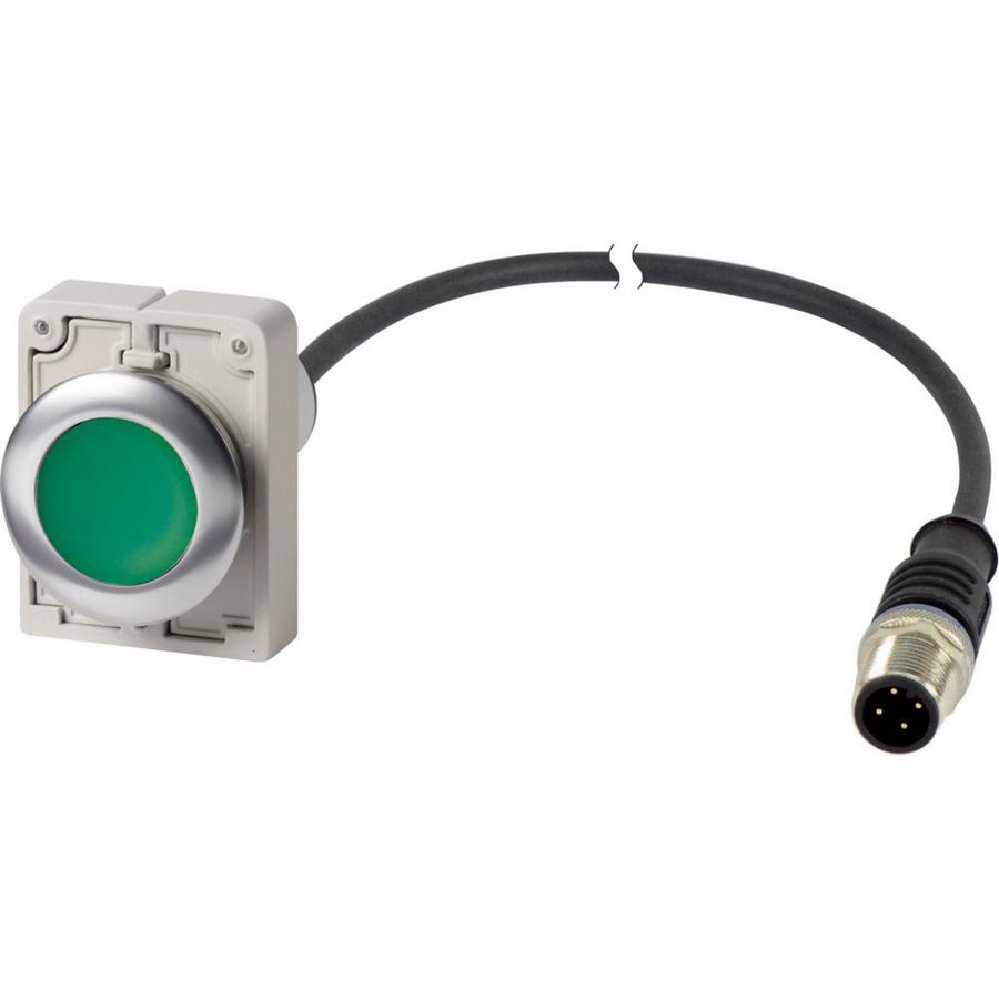 Drukknop M30C Compact groen vlak terugv. 1no/0nc M12A-male
