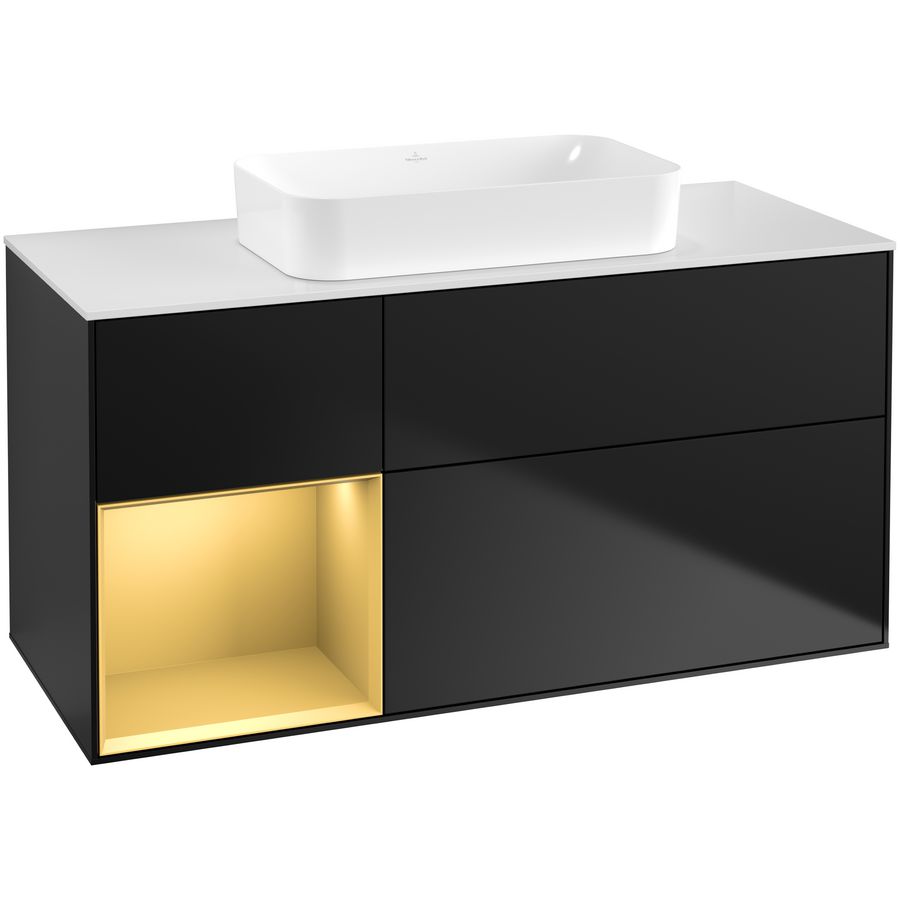 Wastafelonderkast Finion 1200x603x501mm Black Matt Lacquer G701HFPD