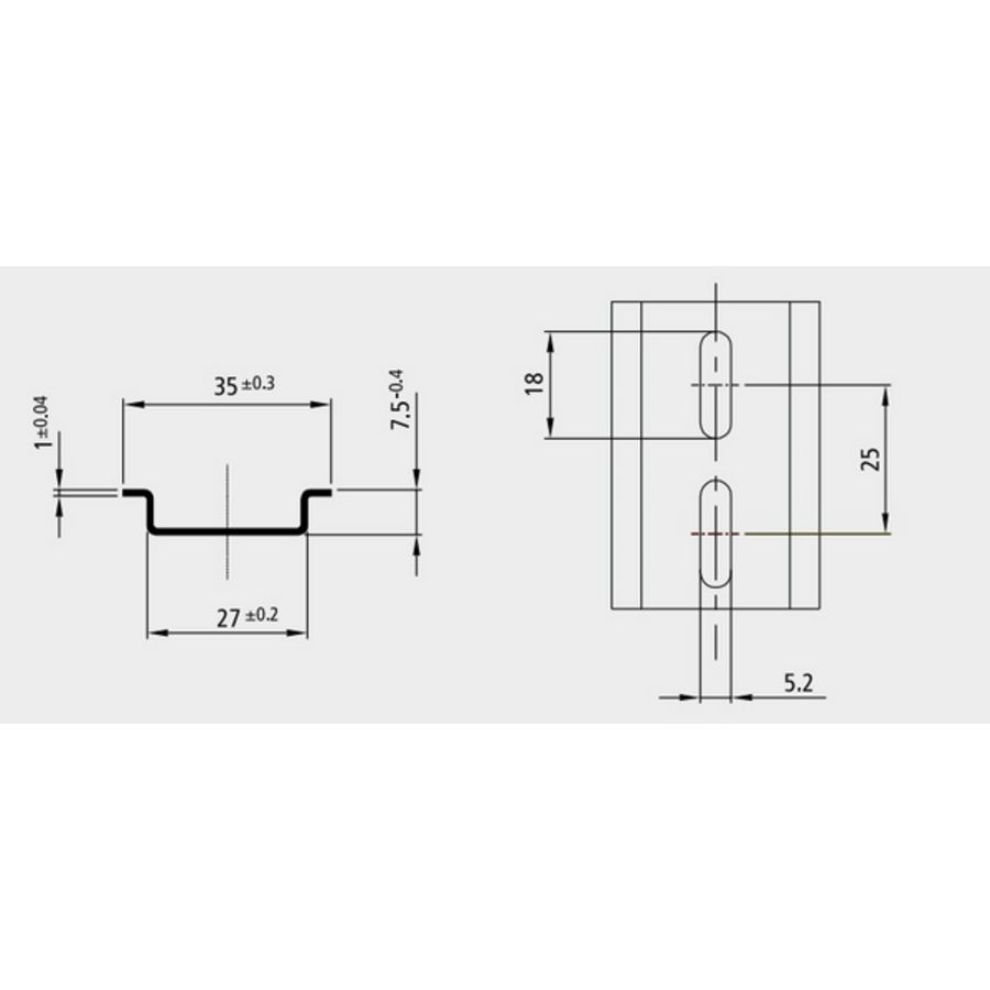 Lengte a 2mtr. DIN-rail TS35SL staal verzinkt