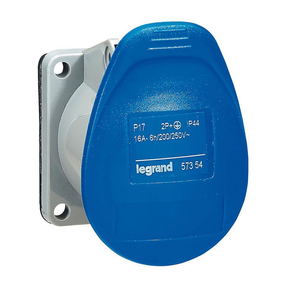 Inbouw contactdoos 230V 16A 3P IP44 kunstst. blauw 052022 P17