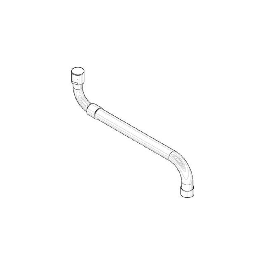 Uitloop spoeltafel wand uittrekbaar 18x225mm Platina geb