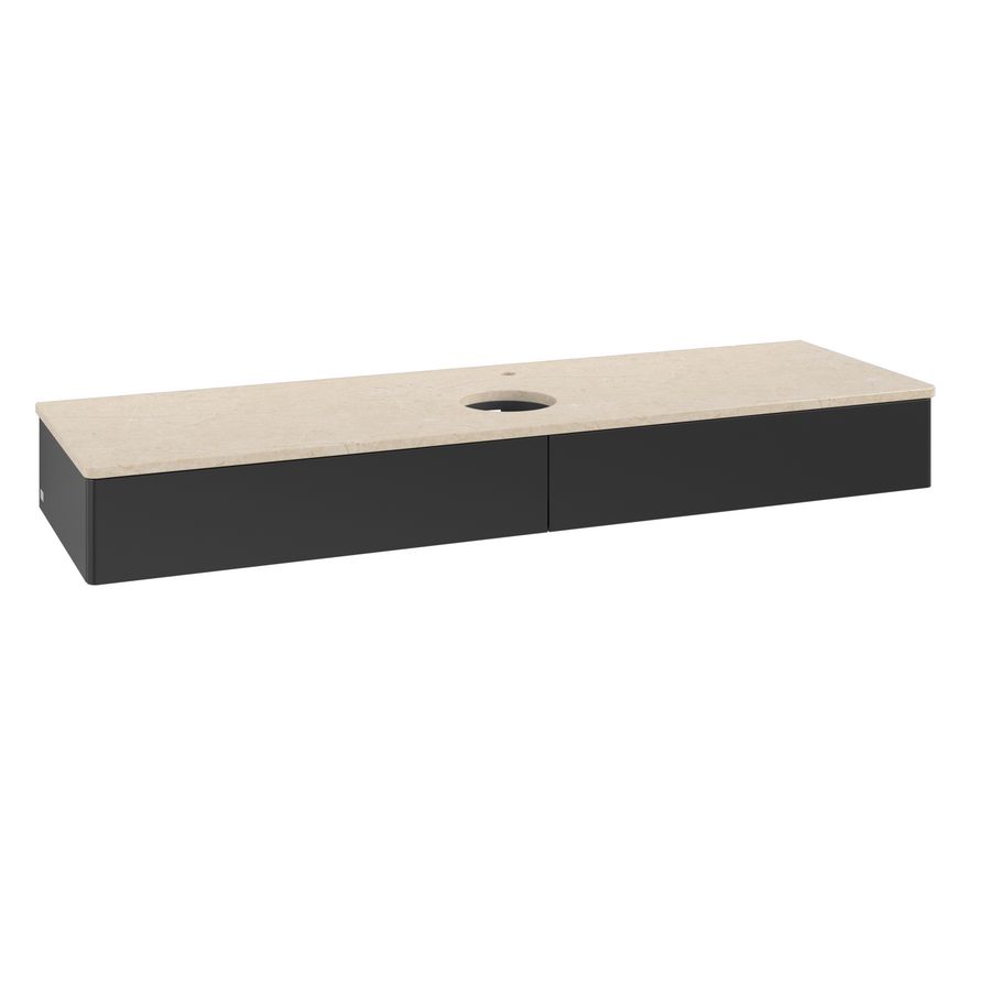 Wastafelonderkast Antao 1600x190x500mm Black Matt Lacquer K14053PD