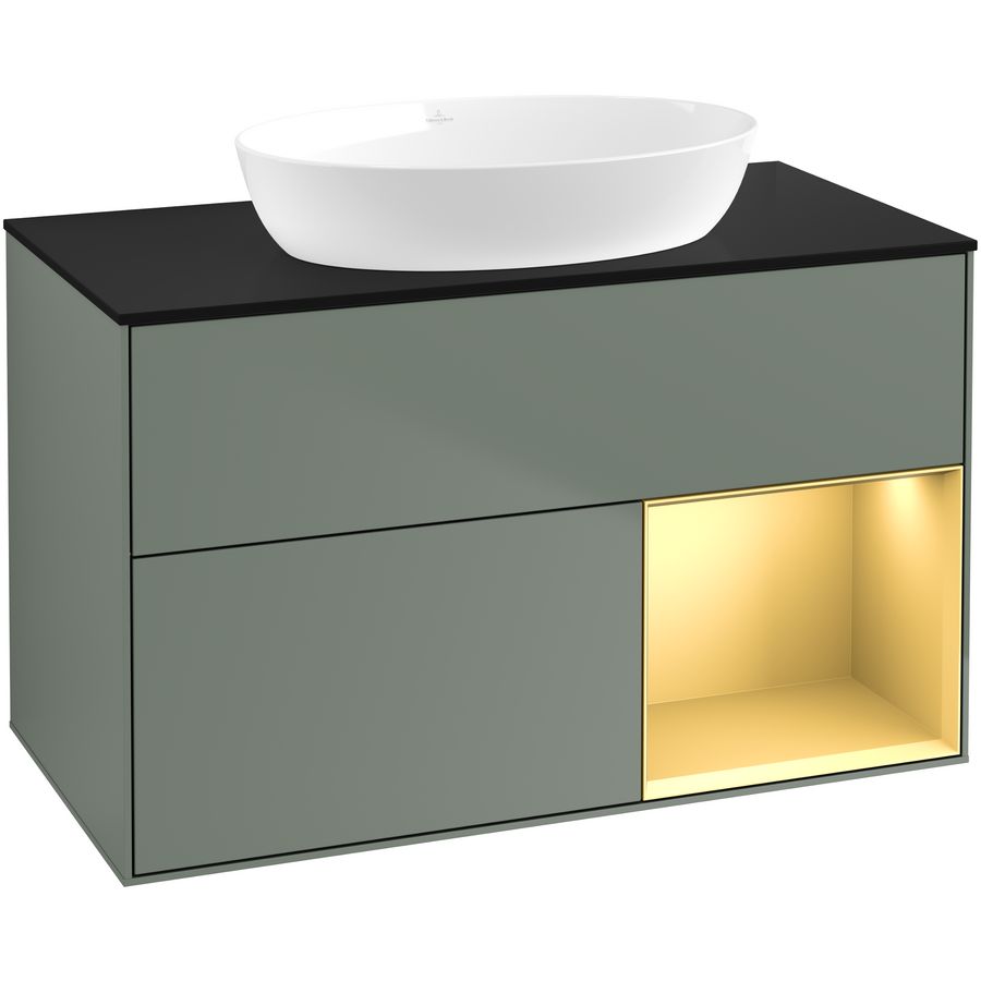 Wastafelonderkast Finion 1000x603x501mm Olive Matt Lacquer GA22HFGM