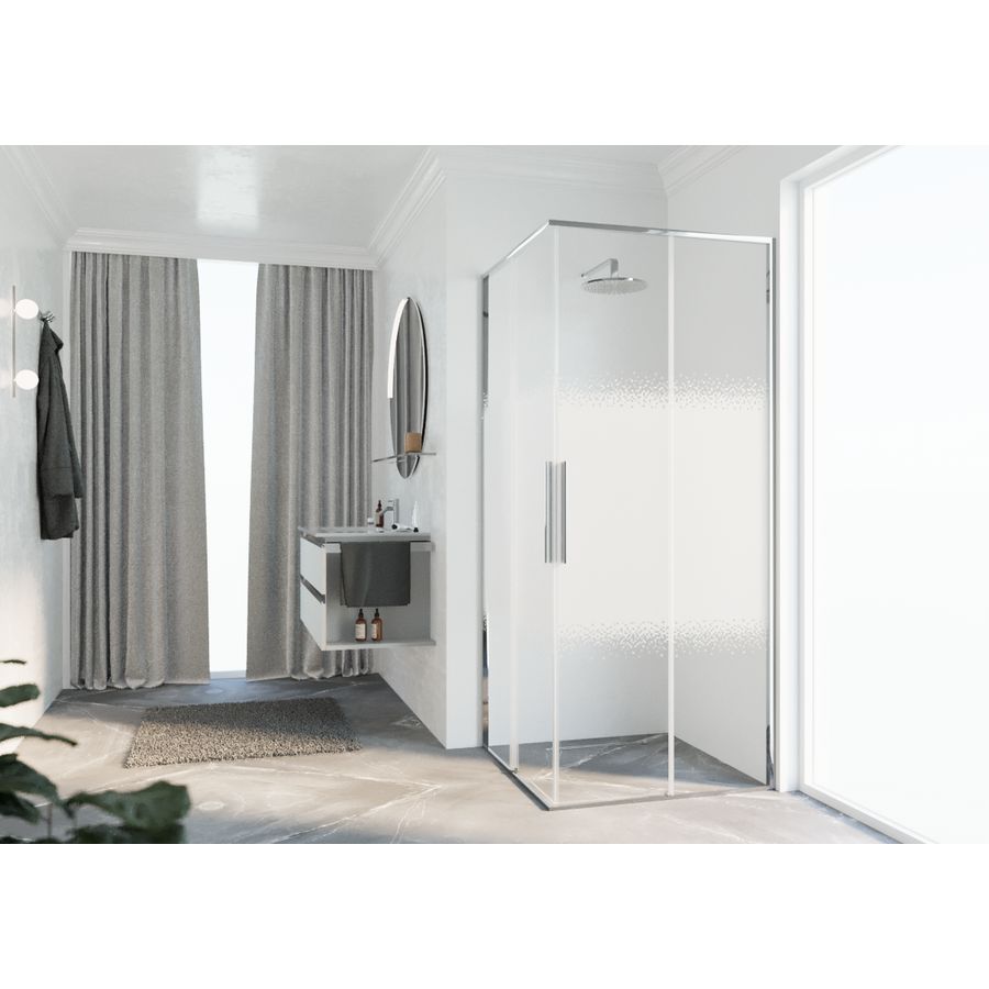 Schuifdeur RIGA A 1075-1090x2000mm Rose-1 motief profiel chroom