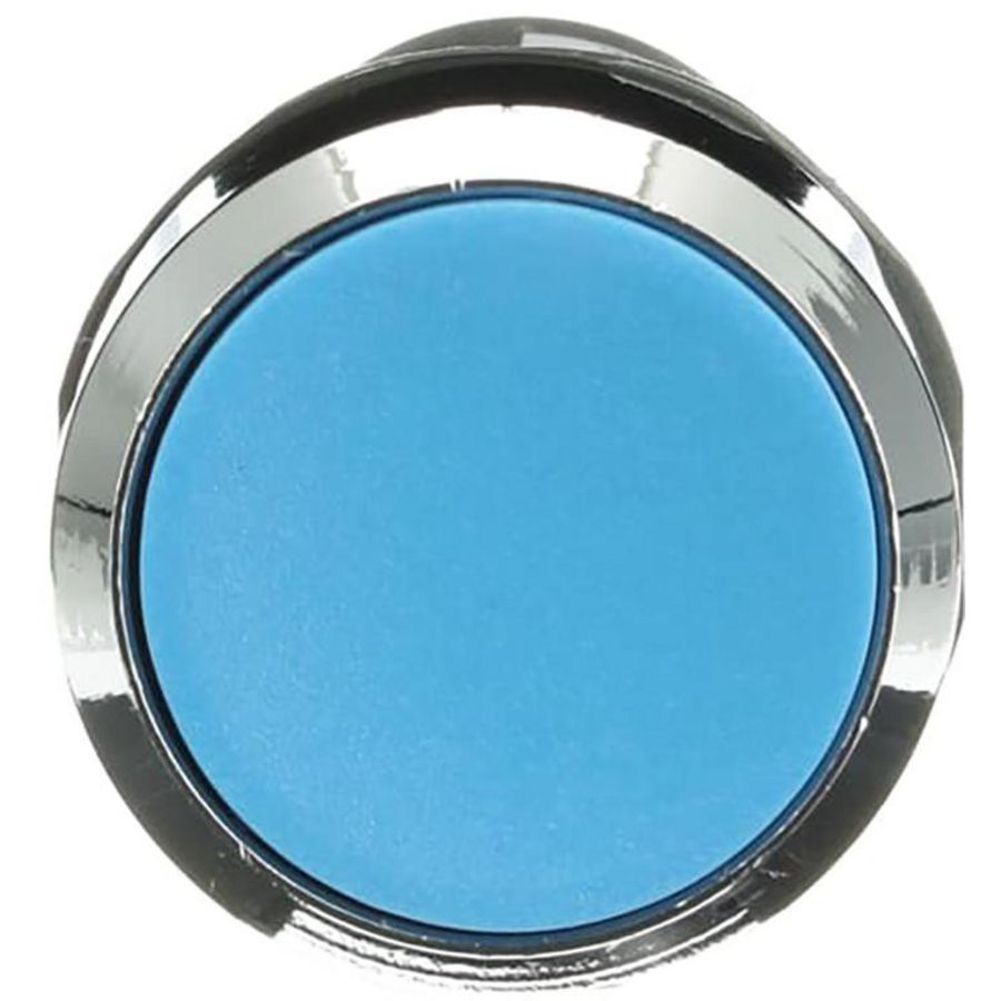 Vlakke knop compact serie terugverend 1NO blauw metalen ring