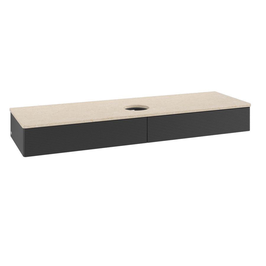 Wastafelonderkast Antao 1600x190x500mm Black Matt Lacquer K14113PD