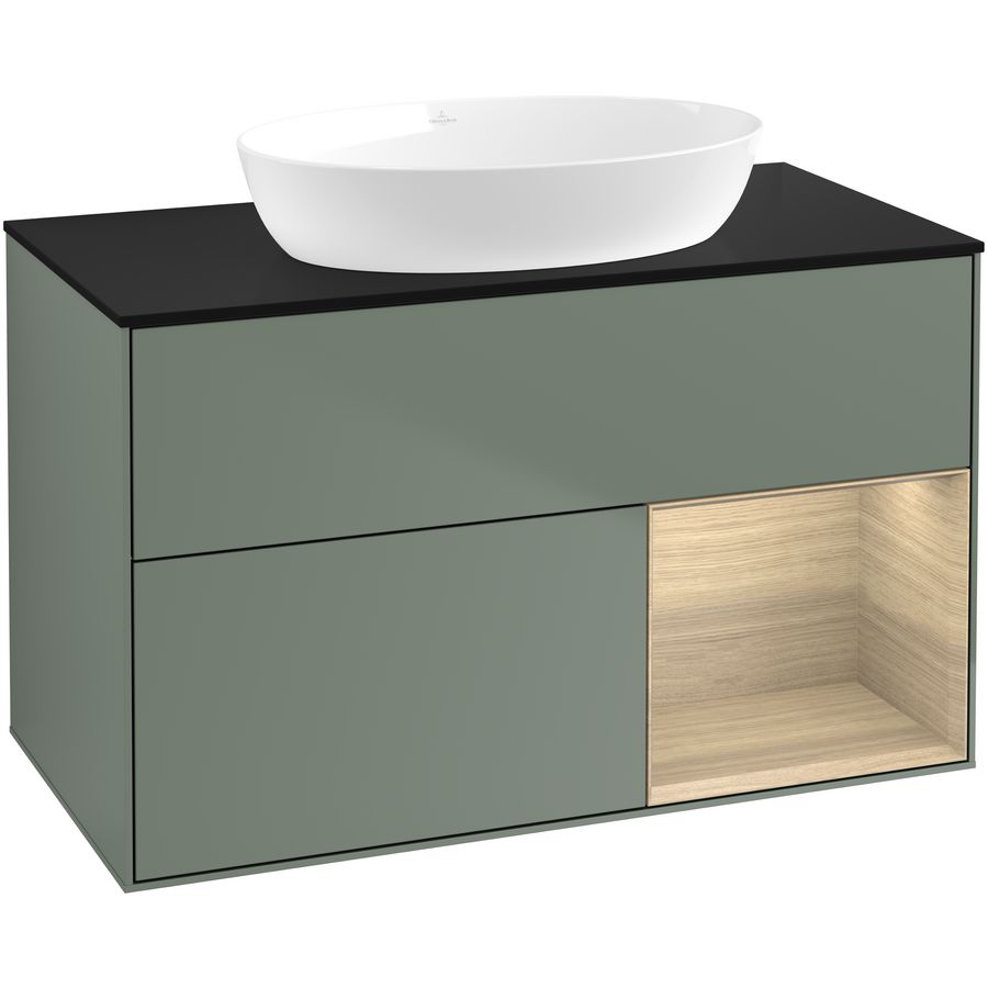 Wastafelonderkast Finion 1000x603x501mm Olive Matt Lacquer GA22PCGM