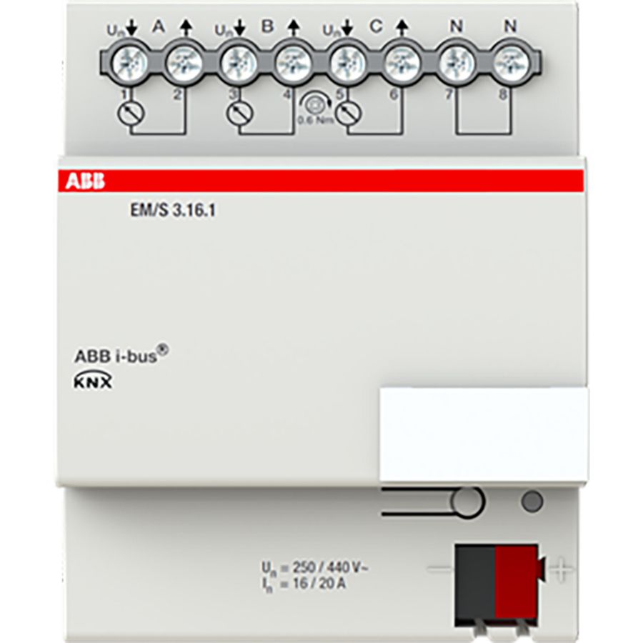 Energiemonitoring-module KNX 3-voudig 16/20 A DIN-rail (EM/S3.16.1)