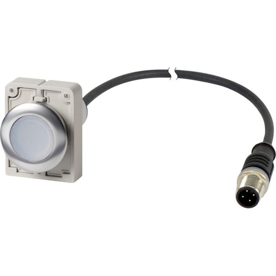 Signaaldrukknop M30C Compact wit vlak 1no/0nc M12A-m 186003