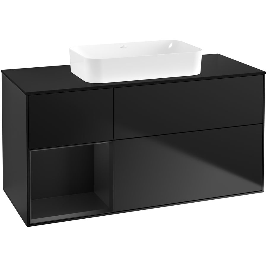 Wastafelonderkast Finion 1200x603x501mm Black Matt Lacquer G702PDPD