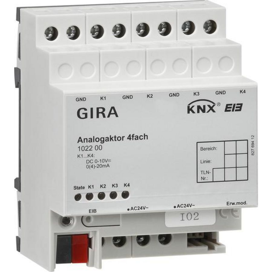 Analoge actor 4-voudig KNX DIN-rail