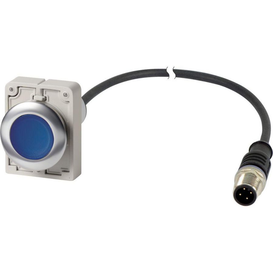 Signaaldrukknop M30C Compact blauw vlak 1no/0nc M12A 186006