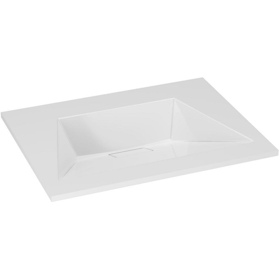 Meubelwastafel DESIGNO 60cm kunstmarmer wit zonder kraangat