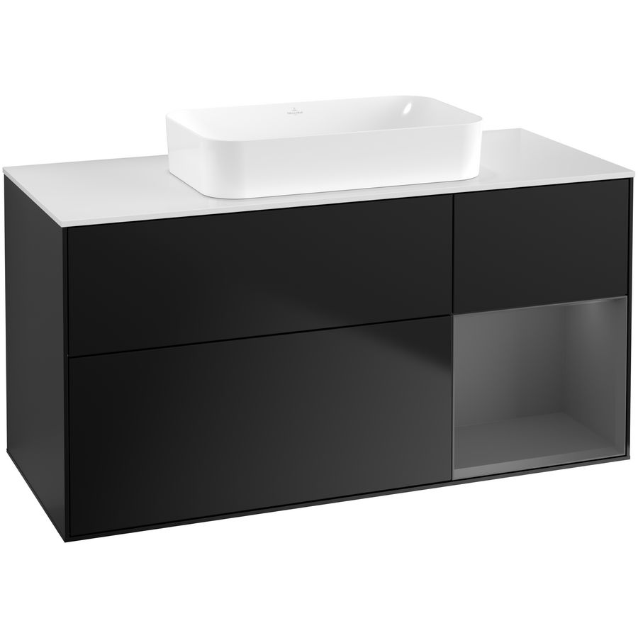 Wastafelonderkast Finion 1200x603x501mm Black Matt Lacquer G711GKPD