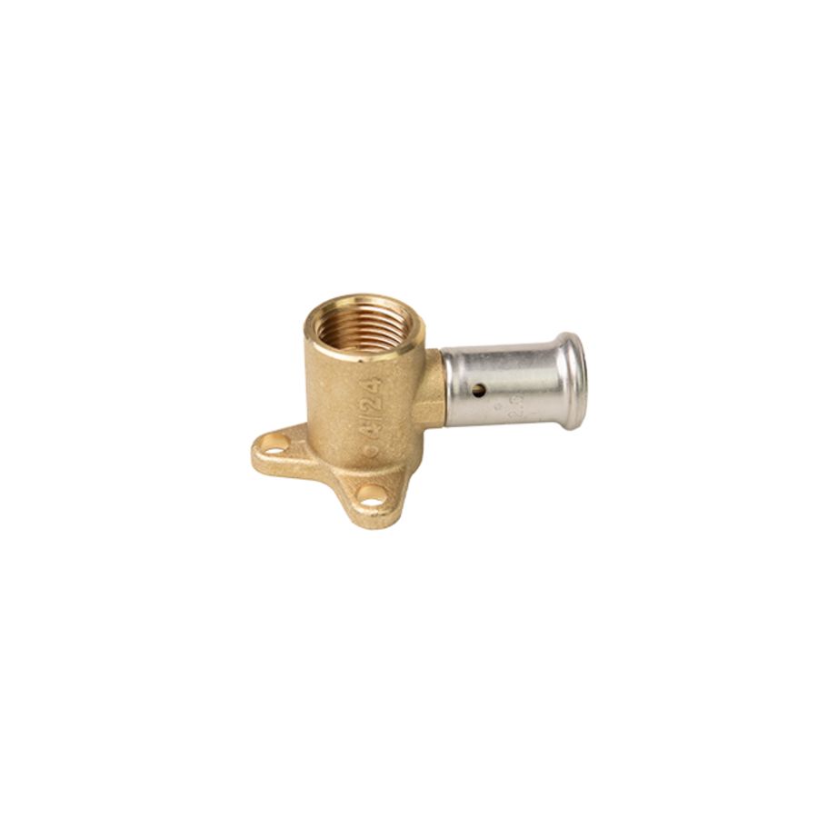 Enkele muurplaat persaansluiting laag 2P 14x1/2"bn. (h=35mm)