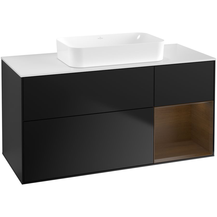 Wastafelonderkast Finion 1200x603x501mm Black Matt Lacquer G711GNPD