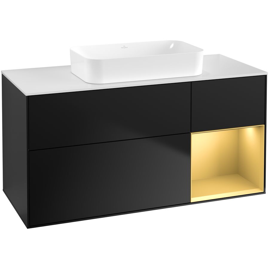 Wastafelonderkast Finion 1200x603x501mm Black Matt Lacquer G711HFPD