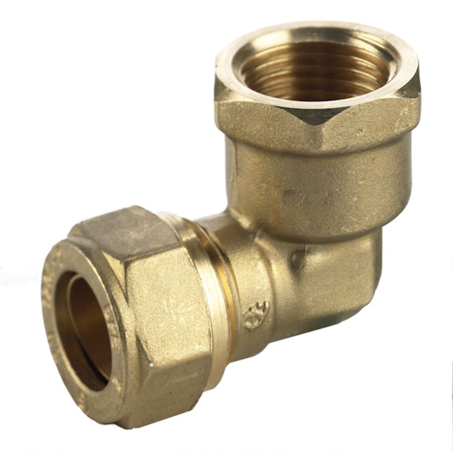 Schroefbus haaks knel 12x3/8" bn. KIWA/Gastec messing