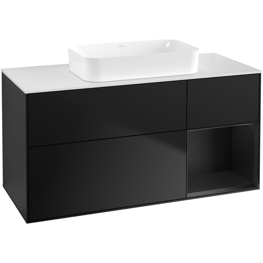 Wastafelonderkast Finion 1200x603x501mm Black Matt Lacquer G711PDPD