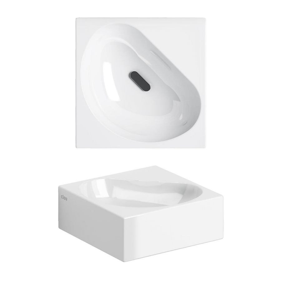Flush 5 hoekfontein 270x270mm wit met plug zonder kraangat