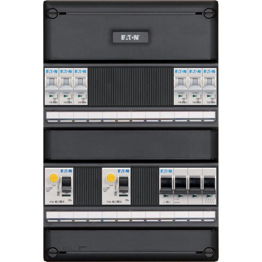 Groepenkast FLEX S55 kastmaat 64 3-fase Inst.aut. 6 groepen 2xALS 2-polig hoofdschakelaar