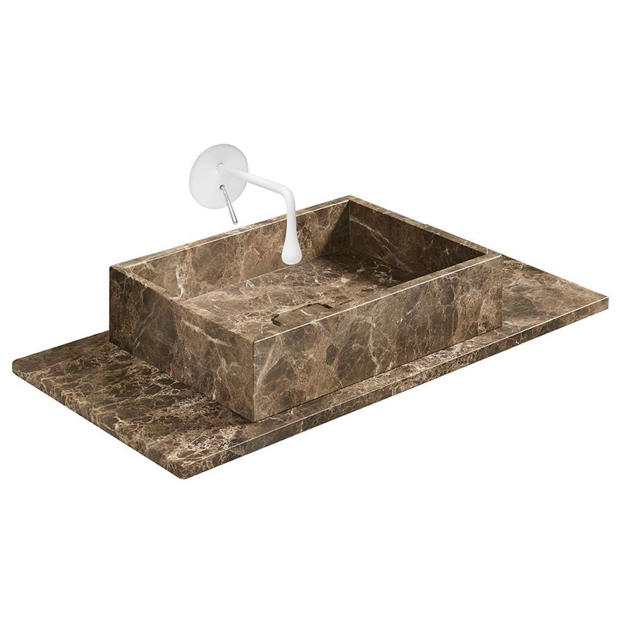Wastafelblad marmer 60x46x2 cm met boring voor 1 waskom