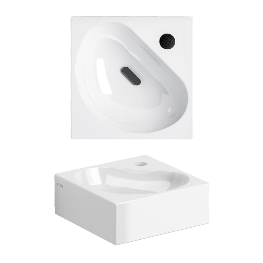 Flush 5 hoekfontein 270x270mm met kraangat wit