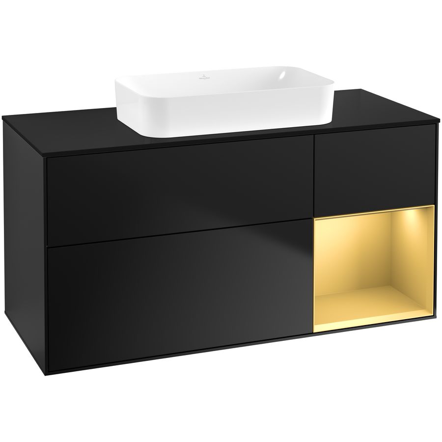 Wastafelonderkast Finion 1200x603x501mm Black Matt Lacquer G712HFPD