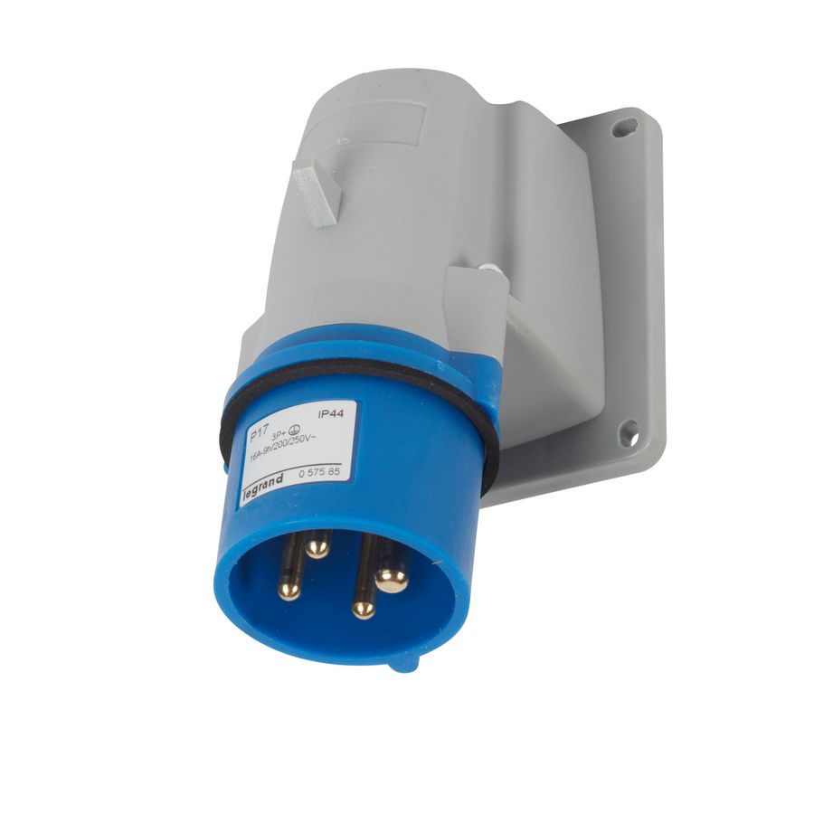 Toestelcontactstop 230V 16A 4P IP44 blauw P17 Tempra