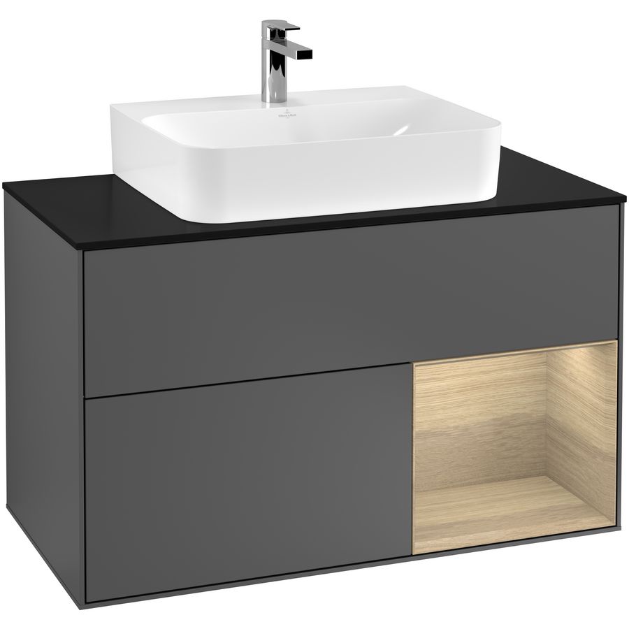 Wastafelonderkast Finion 1000x603x501mm Antr. Matt Lacquer G122PCGK