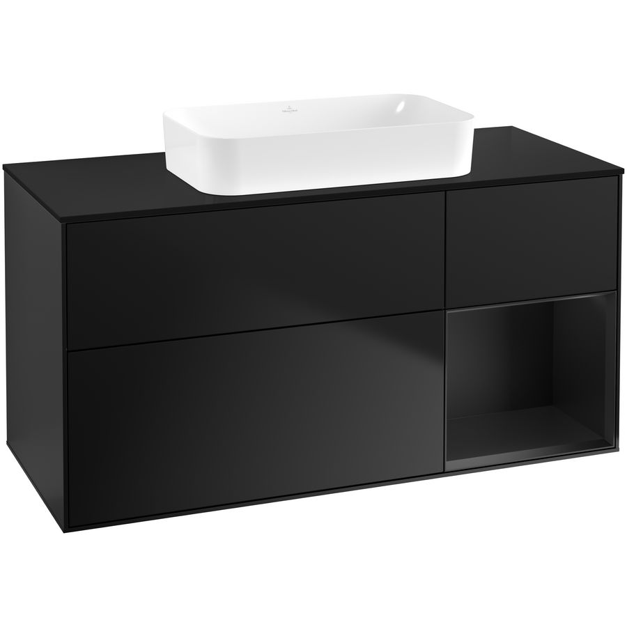 Wastafelonderkast Finion 1200x603x501mm Black Matt Lacquer G712PDPD