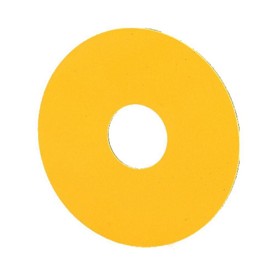 Schild Nood-Uit geel D=90mm blanco VVE=10