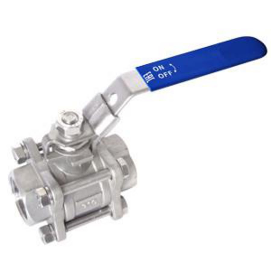 Kogelkraan X3777 driedelig DN25 F/F 1" PFA 63bar gas