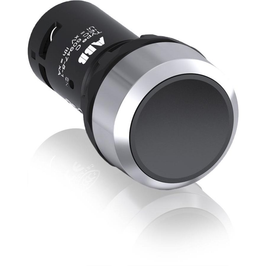 Vlakke knop compact serie terugverend 2NO zwart metalen ring