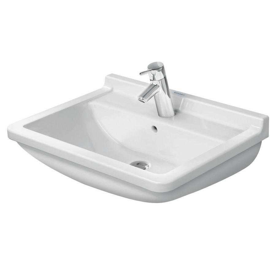 STARCK 3 #030060 wastafel 600mm wit met kraangat met overloop