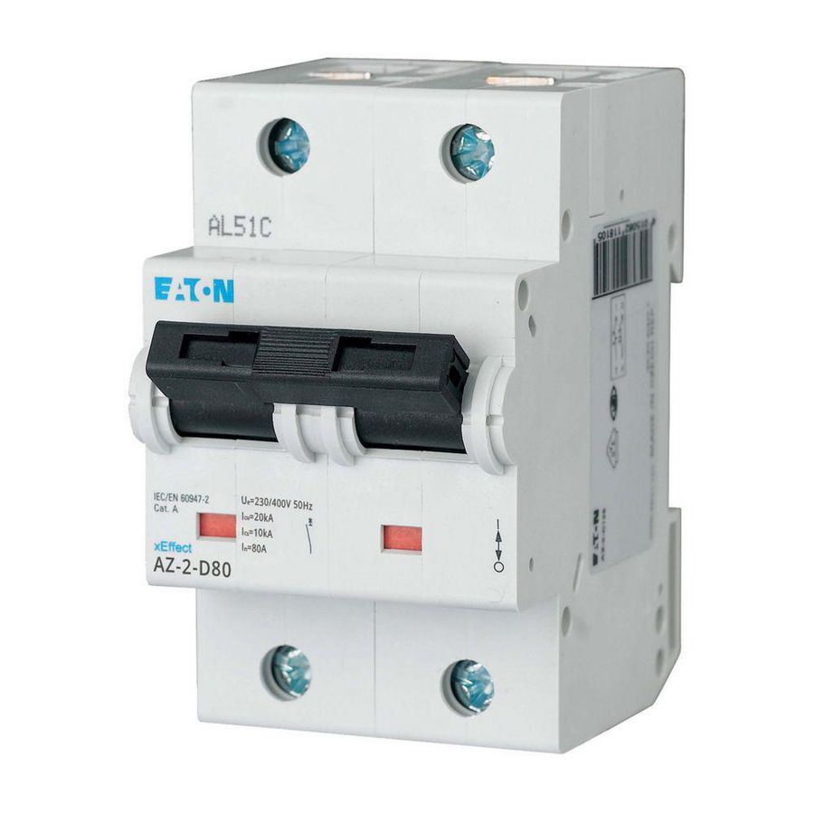 installatieautomaat (MCB) AZ D-karakteristiek 80A 2-polig 20kA