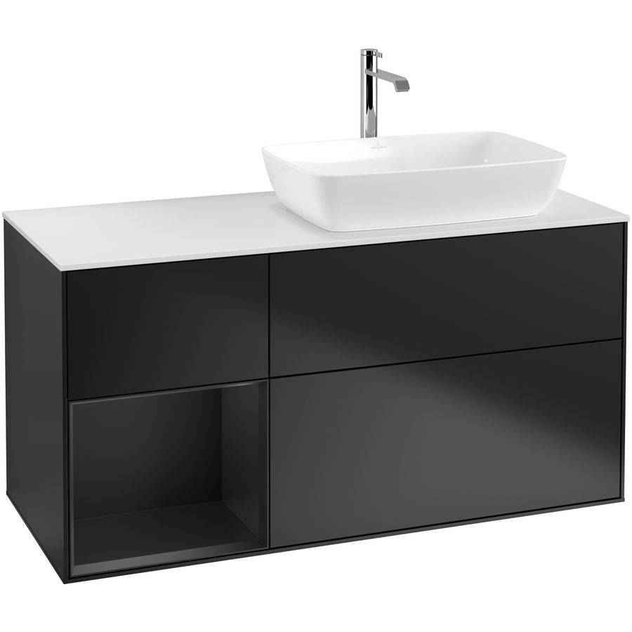 Wastafelonderkast Finion 1200x603x501mm Black Matt Lacquer G801PDPD