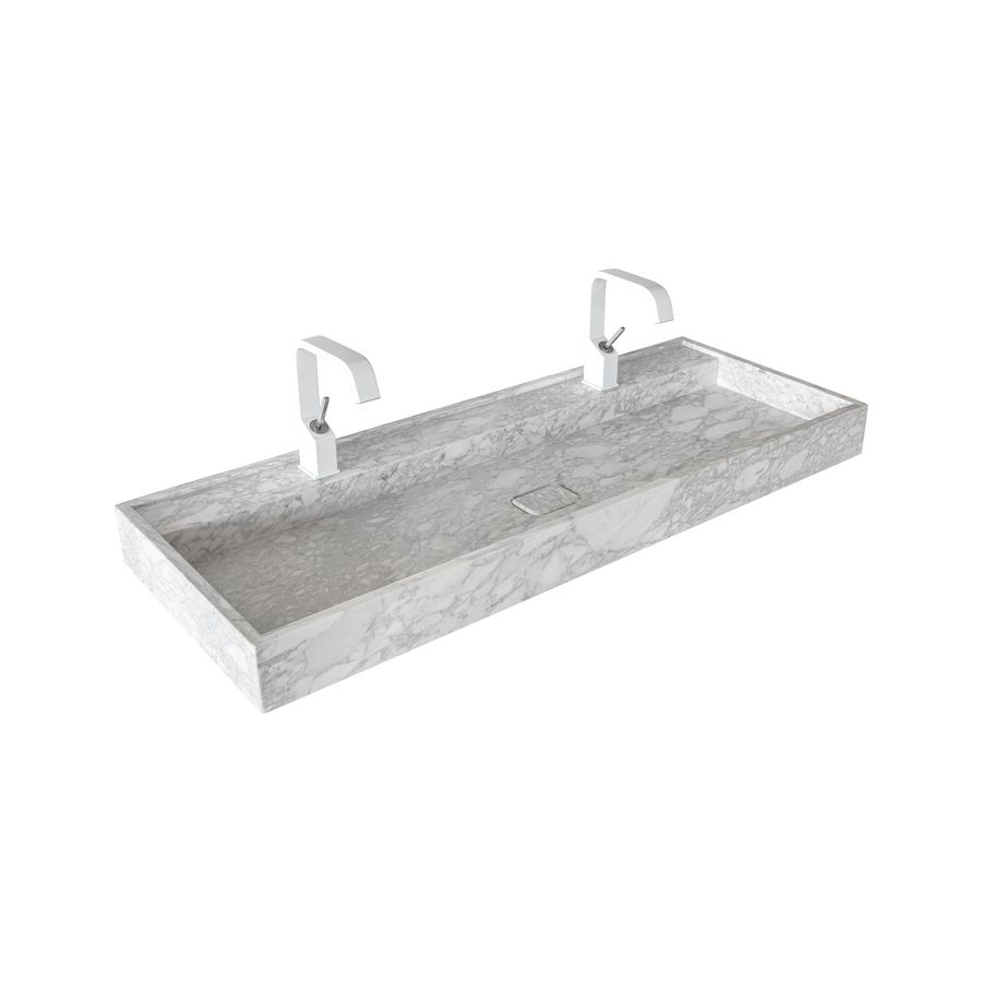 Wastafel Mystery 211 marmer 100cm 2x kraangat Carrara
