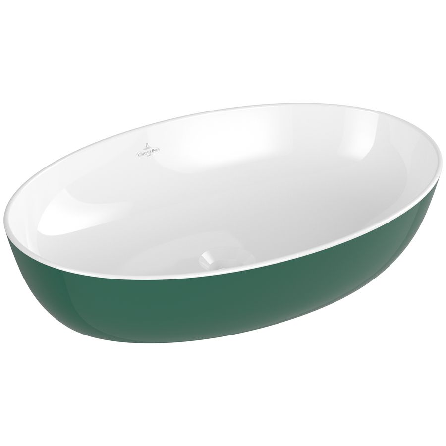 Opzetwaskom ovaal ARTIS 610x410mm kleur buitenzijde Forest (groen) binnenzijde wit zonder overloop