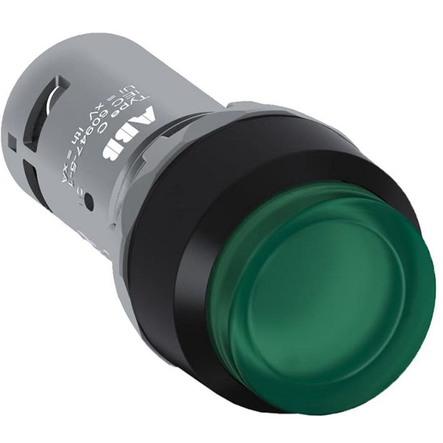 Verlengde knop Compact terugverend 1NO groen LED 100-130V