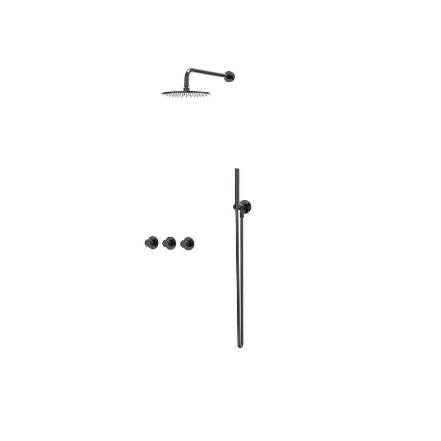 Afbouwdeel regendouche Combiset Nexus 4 inbouwthermostaat zwart chroom CSN4EXZCAEAA excl. inbouwbox