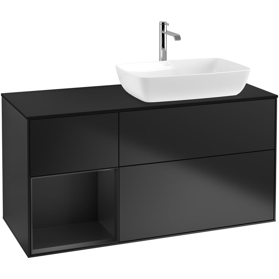 Wastafelonderkast Finion 1200x603x501mm Black Matt Lacquer G802PDPD