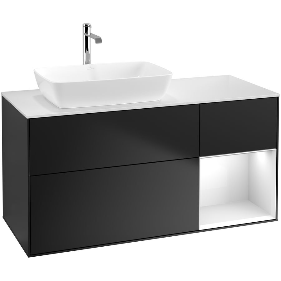 Wastafelonderkast Finion 1200x603x501mm Black Matt Lacquer G811GFPD