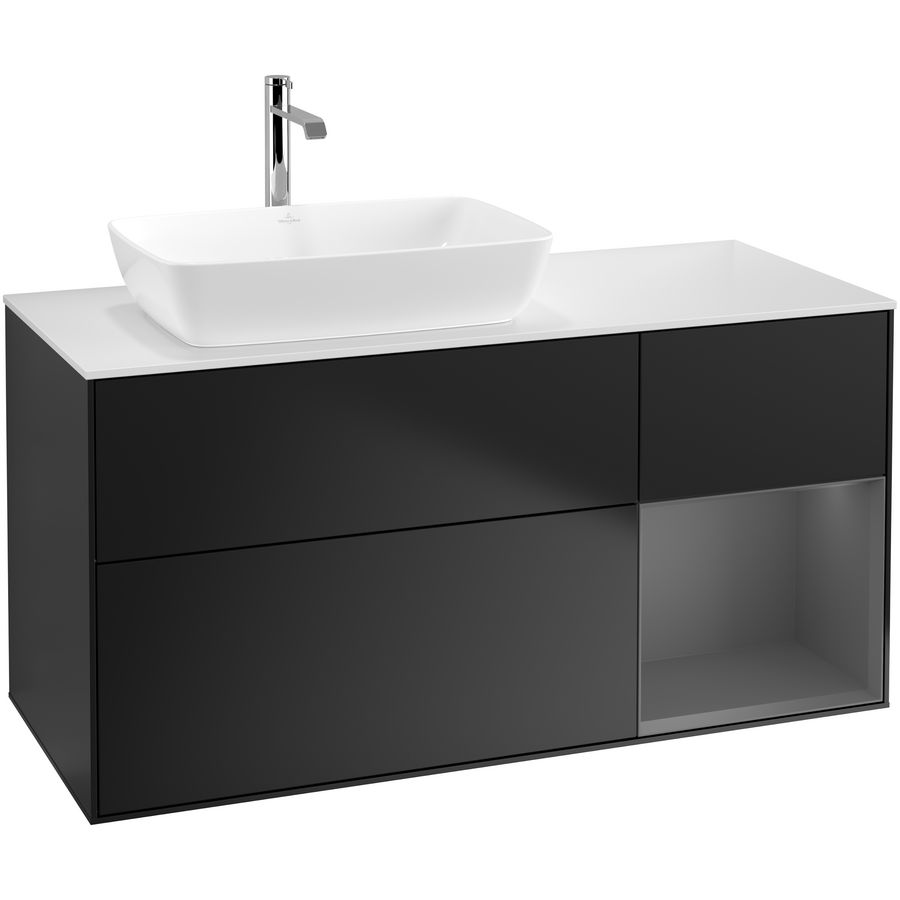 Wastafelonderkast Finion 1200x603x501mm Black Matt Lacquer G811GKPD