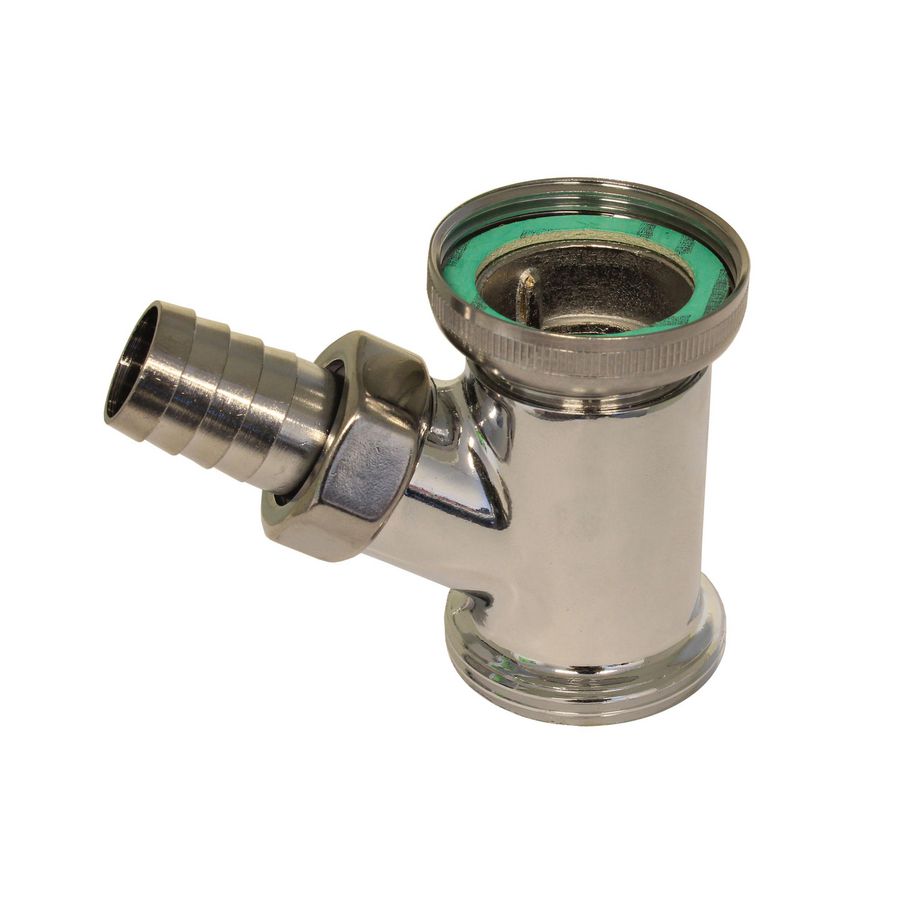 Tussenstuk 5/4"-5/4" m. slangtule 3/4" ms verchroomd