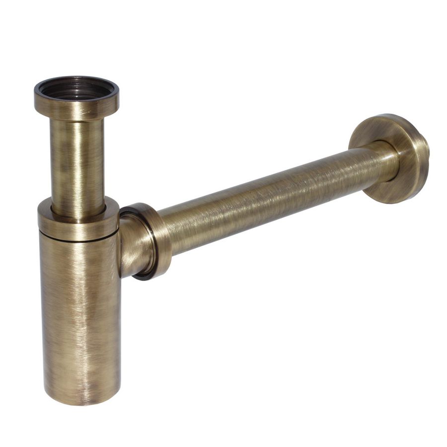 Sifon rond design 5/4"x32mm m. muurbuis + rozet ms brons