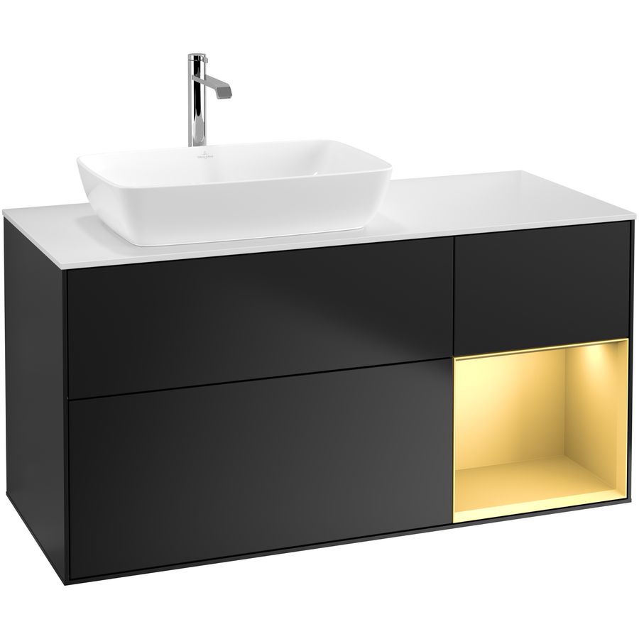 Wastafelonderkast Finion 1200x603x501mm Black Matt Lacquer G811HFPD