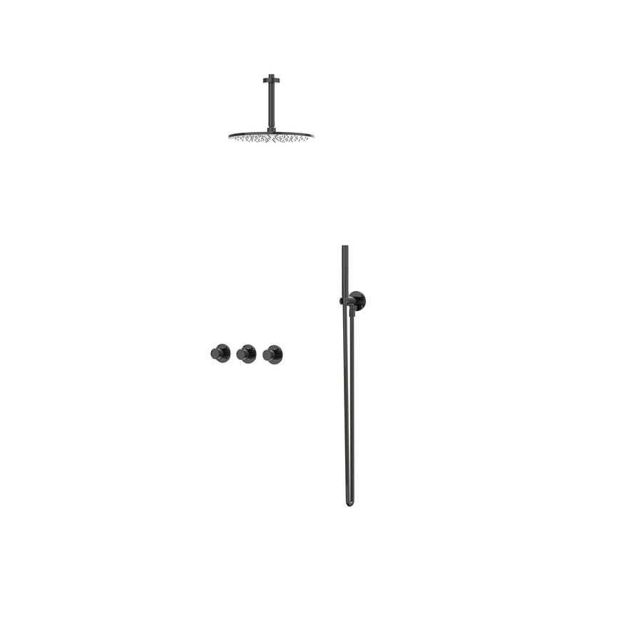 Afbouwdeel regendouche Combiset Nexus 4 inbouwthermostaat zwart chroom CSN4EXZCAFBA excl. inbouwbox